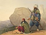 Unknown Artist Afghaun foot soldiers in their winter dress, with entrance to the Valley of Urgundeh painting